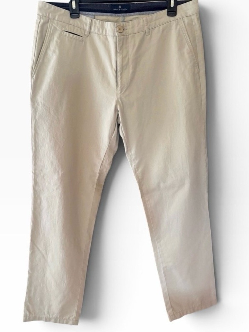 “Navy & Green” Greece Men's Modern Fit Chinos Premium Cotton Pants Size 36